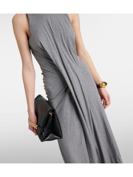 Памучна макси рокля Victoria Beckham сиво