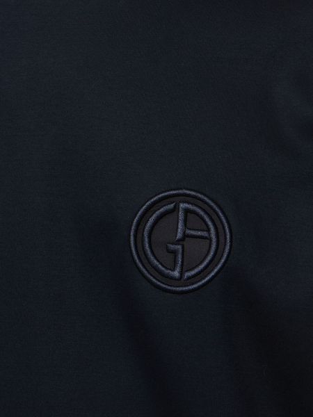 T-shirt brodé en coton Giorgio Armani bleu