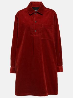 Mini robe en velours côtelé en velours en coton A.p.c. rouge