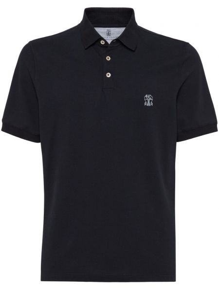 Polo brodé en coton Brunello Cucinelli noir