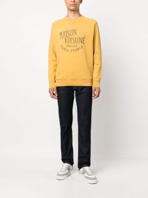 Sweatshirt mit print mit rundem ausschnitt Maison Kitsuné gelb