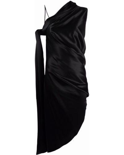 Vestido de cóctel de seda drapeado Marques'almeida negro