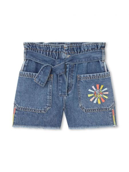 Broderet denimshorts for piger Sonia Rykiel Enfant blå