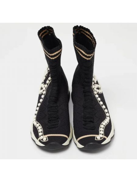Sneakersy skórzane retro Fendi Vintage czarne