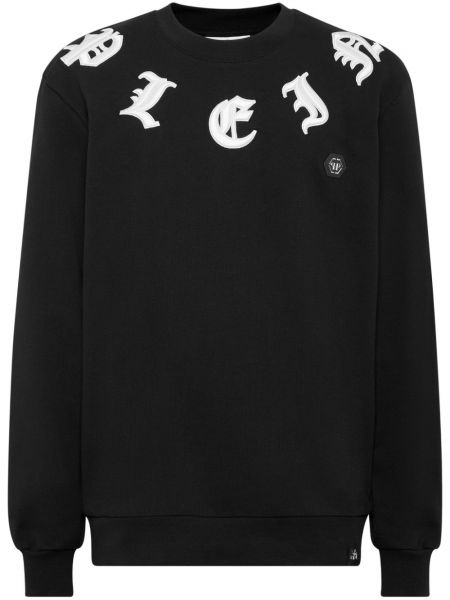 Rund hals broderet sweatshirt med rund hals Philipp Plein sort