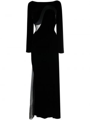 Мрежеста кадифена вечерна рокля Tom Ford черно