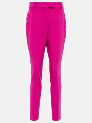 Pantalones rectos ajustados de crepé The Attico rosa