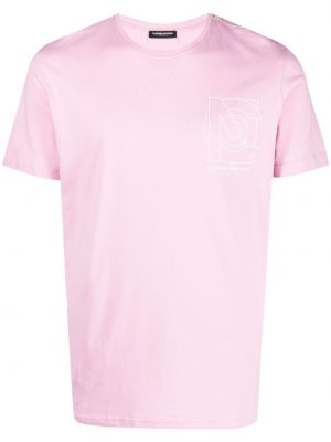 Bavlněné tričko s potiskem Costume National Contemporary růžové