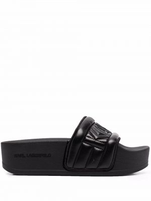 Nizki čevlji z vezenjem s platformo Karl Lagerfeld črna