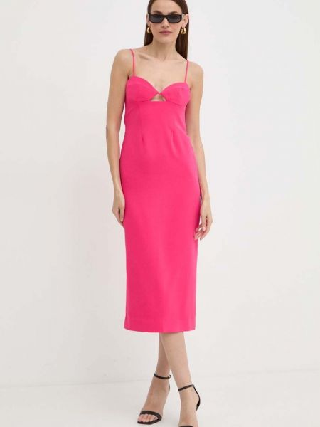 Sukienka midi dopasowana Bardot różowa