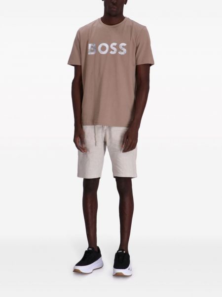 T-shirt mit print Boss braun