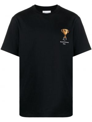 Βαμβακερή μπλούζα με σχέδιο Maison Kitsuné μαύρο