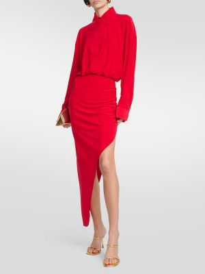 Drapované dlouhé šaty jersey Norma Kamali červené