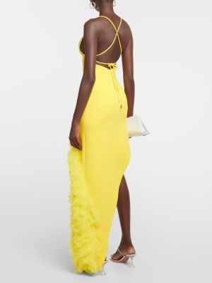 Sukienka midi wełniana z krepy David Koma żółta