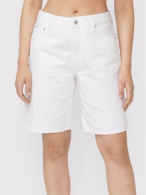 Дънкови шорти Calvin Klein Jeans бяло