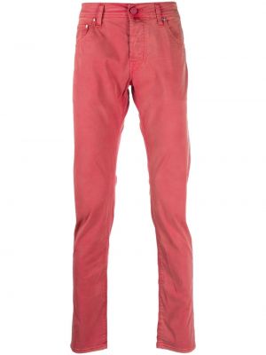 Βαμβακερό παντελόνι chino Jacob Cohën ροζ
