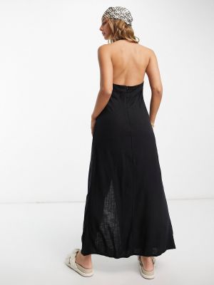 Льняное длинное платье Asos черное