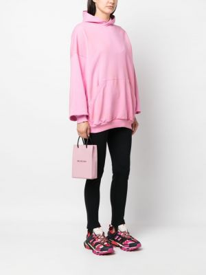 Shopper kabelka s potiskem Balenciaga růžová