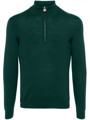 Vlněný svetr na zip Kiton zelený