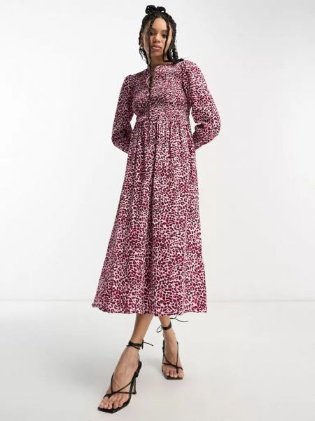 Леопардовое платье миди с принтом Whistles розовое