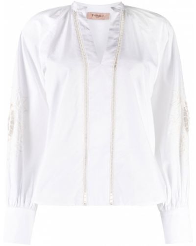 Блуза бродирана с v-образно деколте Twinset бяло