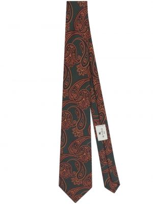 Raštuotas šilkinis kaklaraištis su paisley raštu Etro žalia
