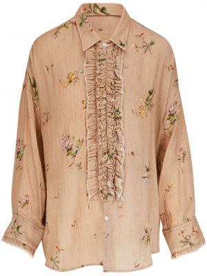 Блуза на цветя R13 бежово