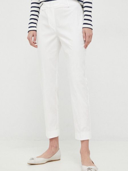 Weekend Max Mara pantaloni femei, culoarea alb, drept, medium waist