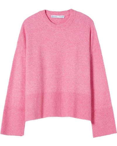 Меланжов пуловер Bershka розово