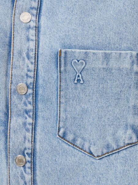 Koszula jeansowa bawełniana oversize Ami Paris niebieska