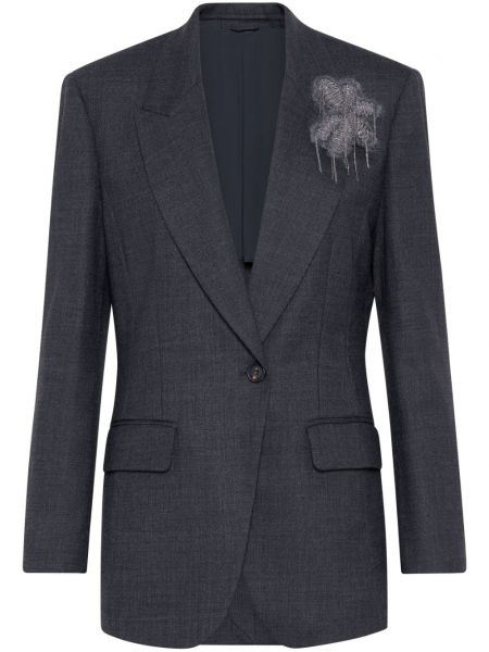 Blazer à boutons à fleurs Brunello Cucinelli gris