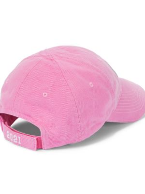 Gorra con bordado de algodón Balenciaga rosa