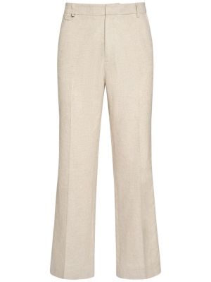 Pantaloni di lino in viscosa Jacquemus beige