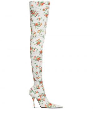 Květinové kotníkové boty s potiskem Balenciaga bílé