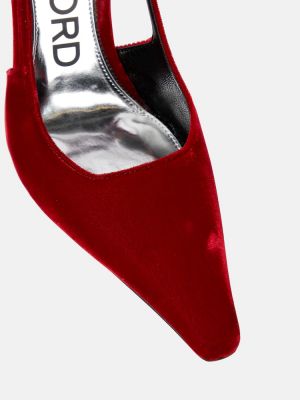 Pantofi cu toc de catifea slingback Tom Ford roșu