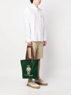 Bavlněná shopper kabelka Polo Ralph Lauren zelená