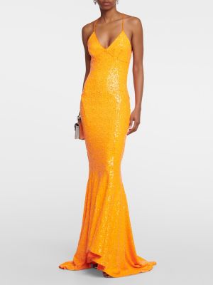 Flitrované dlouhé šaty Norma Kamali oranžová
