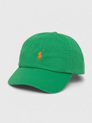 Памучна шапка с козирки с апликация Polo Ralph Lauren зелено