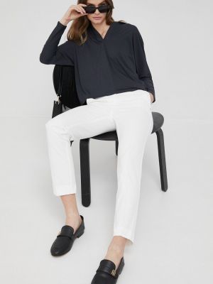 Pennyblack pantaloni femei, culoarea alb, mulata, medium waist
