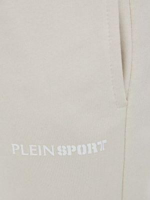 Bavlněné sportovní kalhoty Plein Sport béžové