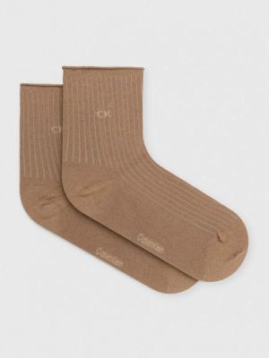 Чорапи Calvin Klein кафяво