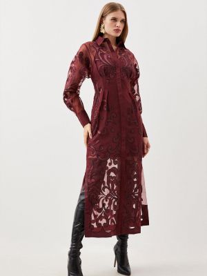 Платье с воротником с аппликацией Karen Millen фиолетовое