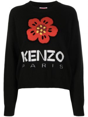 Volneni pulover s cvetličnim vzorcem Kenzo črna