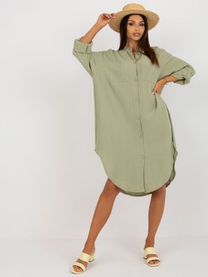 Állógalléros midi ruha Fashionhunters zöld