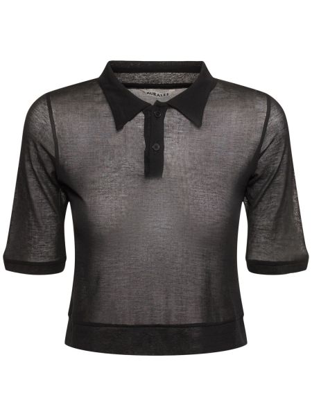 Kokvilnas polo krekls Auralee melns