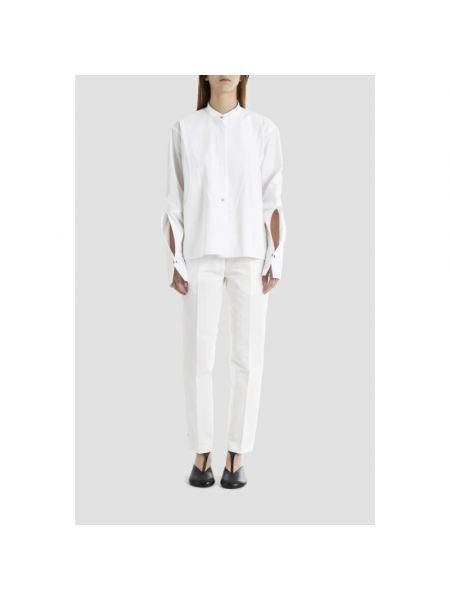 Pantalones de algodón Jil Sander blanco