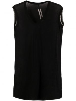 V-hals bomull vest Rick Owens svart