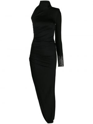 Křišťálové asymetrické koktejlové šaty Amen černé