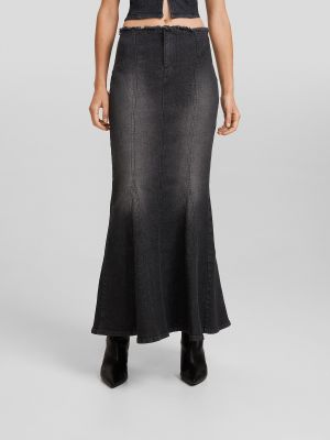 Džínsová sukňa Bershka čierna
