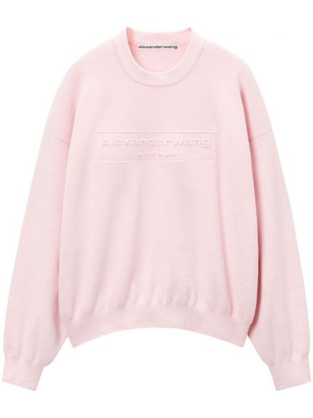 Дълъг пуловер с кръгло деколте Alexander Wang розово